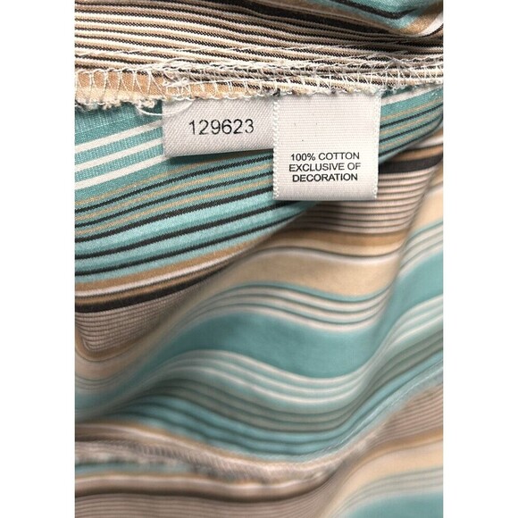 Ann Taylor Loft 8P Button Down Shirt Green Beige Stripe Classic Career Office - Picture 10 of 12